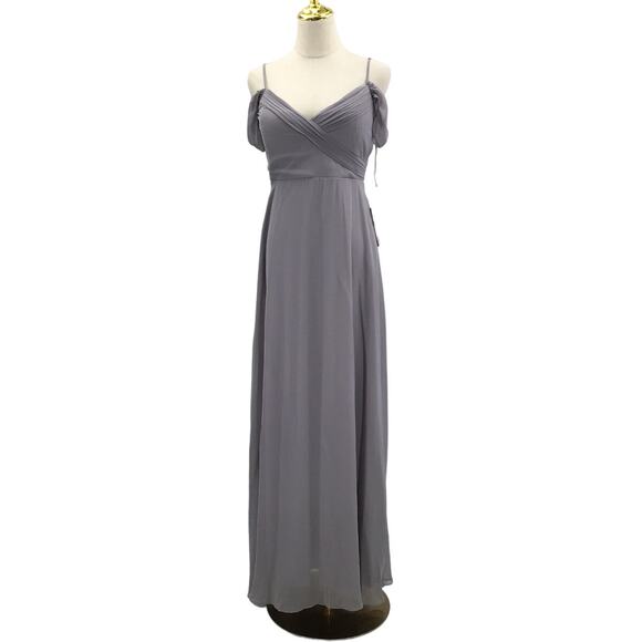 BIRDY GREY Sz S gray silver Spence V-Neck Bridesmaid Maxi Dress NWT b109 - Picture 1 of 9